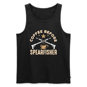 Café de chasse sous-marine avant l’apnée Amateur de café - Débardeur bio Premium Homme - noir - Devant - Michal (187cm)