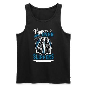 Scuba Diving Flippers Over Slippers Free Diving - Männer Premium Bio Tank Top - Schwarz - Vorne - AI Model Male 178 light (178cm)