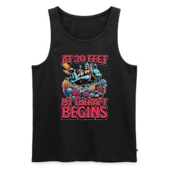Scuba Diving At 30 Feet My Therapy Begins Swimmer - Männer Premium Bio Tank Top - Schwarz - Vorne - AI Model Male 178 light (178cm)