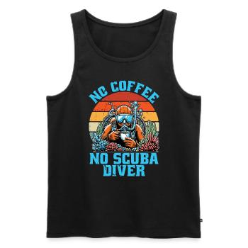Plongée sous-marine Pas de café Pas de plongée en apnée Amateur de café - Débardeur bio Premium Homme - noir - Devant - Michal (187cm)