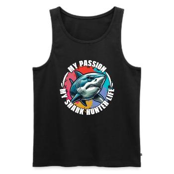 Shark Hunting My Passion My Shark Fossil Hunter - Männer Premium Bio Tank Top - Schwarz - Vorne - Michal (187cm)