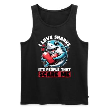 Shark Enthusiast I Love Sharks Marine Biologist - Men's Premium Organic Tank Top - black - Front - Michal (187cm)
