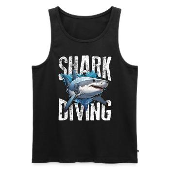 Shark Hunting Shark Diving Swimmer Fossil Hunter - Men's Premium Organic Tank Top - black - Front - Michal (187cm)