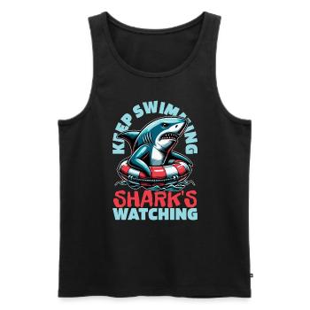 Shark Enthusiast Keep Swimming Shark's Marine Life - Männer Premium Bio Tank Top - Schwarz - Vorne - AI Model Male 178 light (178cm)