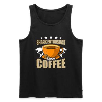 Shark Enthusiast Before Marine Life Coffee Lover - Men's Premium Organic Tank Top - black - Front - Michal (187cm)