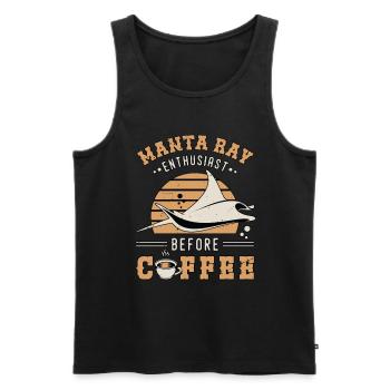 Manta Ray Enthusiast Before Swimming Coffee Lover - Men's Premium Organic Tank Top - black - Front - Michal (187cm)
