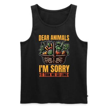 Vegetarian Dear Animals I'm Sorry Animal Welfare - Männer Premium Bio Tank Top - Schwarz - Vorne - AI Model Male 178 light (178cm)