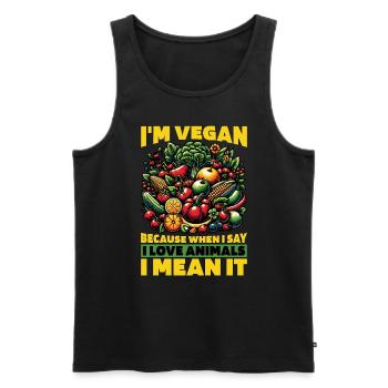 Vegetarian I'm Vegan Because Animal Lover Veganism - Männer Premium Bio Tank Top - Schwarz - Vorne - AI Model Male 178 light (178cm)