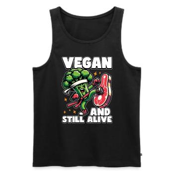 Vegetarian Vegan And Still Alive Animal Welfare - Männer Premium Bio Tank Top - Schwarz - Vorne - Michal (187cm)
