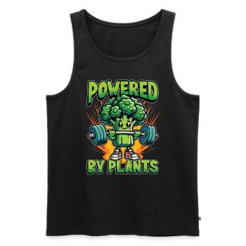Vegetarian Powered By Plants Loves Vegan Lifestyle - Men's Premium Organic Tank Top - black - Front - Michal (187cm)