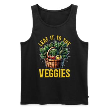 Vegetarian Leaf It To The Veggies Vegan Lifestyle - Männer Premium Bio Tank Top - Schwarz - Vorne - Michal (187cm)