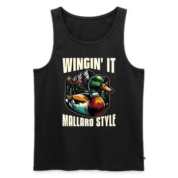 Mallard Duck Wingin' It Mallard Style Duck Hunter - Männer Premium Bio Tank Top - Schwarz - Vorne - AI Model Male 178 light (178cm)