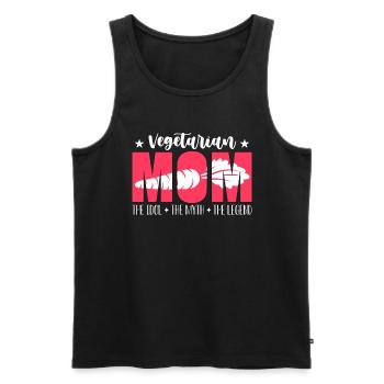 Maman végétarienne L’idole Le mythe Le véganisme - Débardeur bio Premium Homme - noir - Devant - AI Model Male 178 light (178cm)