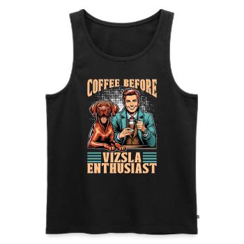 Vizsla Enthusiast Coffee Propriétaire d’animaux de compagnie Amateur de café - Débardeur bio Premium Homme - noir - Devant - Michal (187cm)