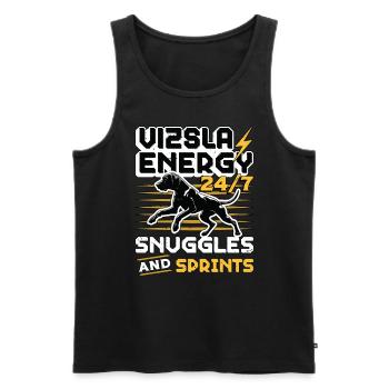Vizsla Energy 24/7 Câlins et sprints Propriétaire de chien - Débardeur bio Premium Homme - noir - Devant - Michal (187cm)