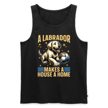 Labrador Retriever Un labrador fait propriétaire d’animal de compagnie - Débardeur bio Premium Homme - noir - Devant - AI Model Male 178 light (178cm)