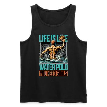La vie est comme le water-polo, il faut plonger - Débardeur bio Premium Homme - noir - Devant - Michal (187cm)
