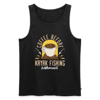 Kayak Pêche Café Sports nautiques Amateur de café - Débardeur bio Premium Homme - noir - Devant - Michal (187cm)