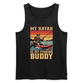 Pêche en kayak Mon kayak est mon compagnon de pêche Kayakiste - Débardeur bio Premium Homme - noir - Devant - Michal (187cm)