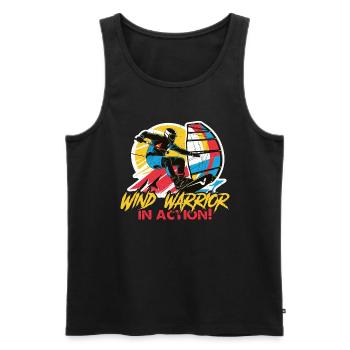 Kiteboarding Wind Warrior en action Sports nautiques - Débardeur bio Premium Homme - noir - Devant - Michal (187cm)