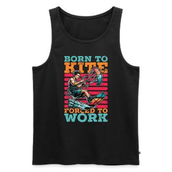 Kiteboarding Born To Kite Forced To Work Kitesurf - Männer Premium Bio Tank Top - Schwarz - Vorne - Michal (187cm)