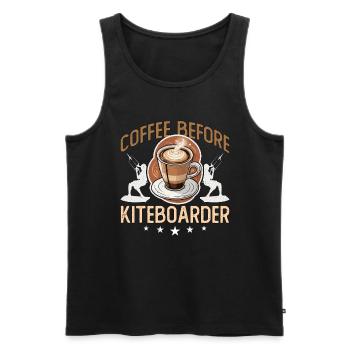 Kiteboarding Coffee Before Surfing Coffee Lover - Men's Premium Organic Tank Top - black - Front - Michal (187cm)