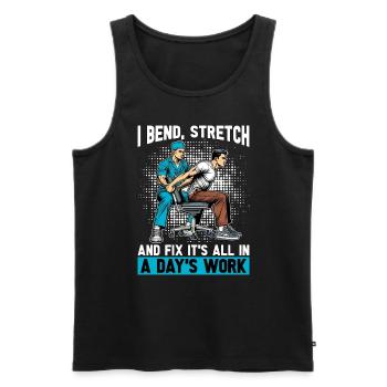 Physiothérapeute I Bend Stretch Massothérapie - Débardeur bio Premium Homme - noir - Devant - Michal (187cm)