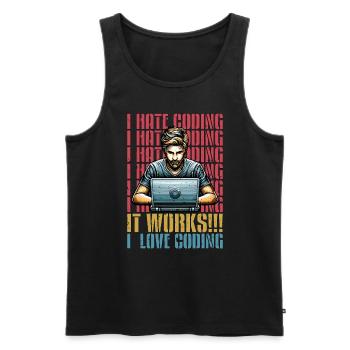 Coder I Hate Coding Developer Technology Coders - Men's Premium Organic Tank Top - black - Front - AI Model Male 178 light (178cm)