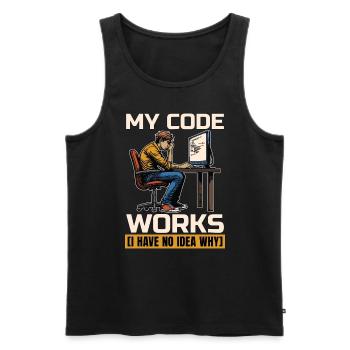 Coder My Code Works I Have No Idea Web Developer - Men's Premium Organic Tank Top - black - Front - AI Model Male 178 light (178cm)