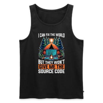 Coder I Can Fix The World Web Developer Coders - Men's Premium Organic Tank Top - black - Front - AI Model Male 178 light (178cm)