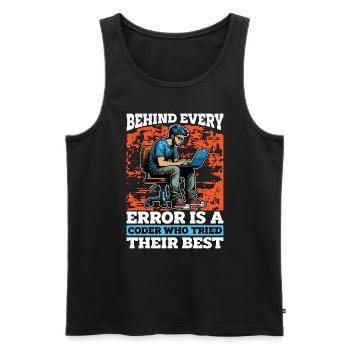 Coder Behind Every Error Is A Coder Web Developer - Men's Premium Organic Tank Top - black - Front - AI Model Male 178 light (178cm)