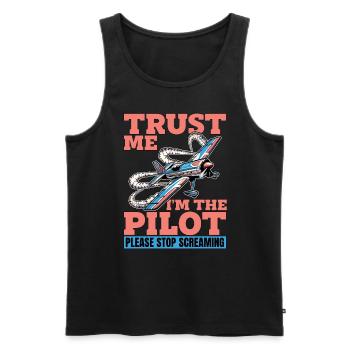 Aerobatic Pilot Trust Me I'm The Pilot Aeroplane - Männer Premium Bio Tank Top - Schwarz - Vorne - Michal (187cm)