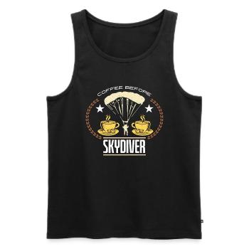 Skydiver Coffee Before Parachuting Coffee Lover - Men's Premium Organic Tank Top - black - Front - Michal (187cm)