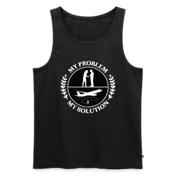 Instructeur de vol Mon problème Mon pictogramme Papa Maman - Débardeur bio Premium Homme - noir - Devant - AI Model Male 178 light (178cm)