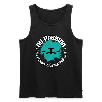 Instructeur de vol Ma passion Mon professeur d’aviation - Débardeur bio Premium Homme - noir - Devant - AI Model Male 178 light (178cm)