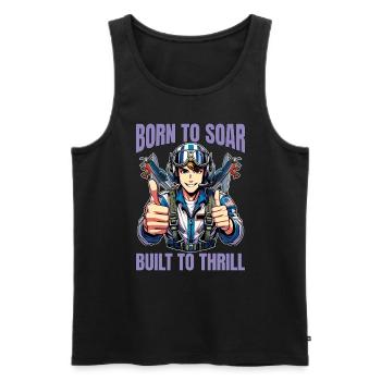 Aerobatic Pilot Born To Soar Aerobatic Maneuvers - Männer Premium Bio Tank Top - Schwarz - Vorne - AI Model Male 178 light (178cm)