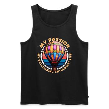 Ballooning Enthusiast My Passion My Balloon Pilot - Men's Premium Organic Tank Top - black - Front - Michal (187cm)