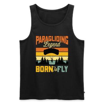 Parapente Légende du parapente Born To Fly Parachutiste - Débardeur bio Premium Homme - noir - Devant - Michal (187cm)