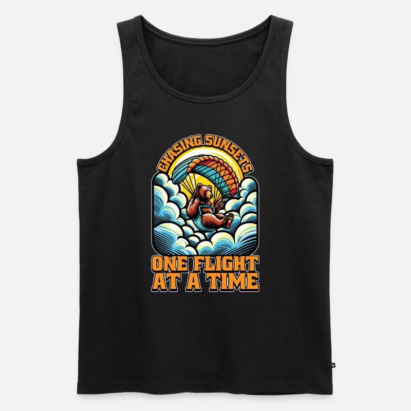 Paragliding Chasing Sunsets Parachuting Paraglider - Männer Premium Bio Tank Top - Schwarz