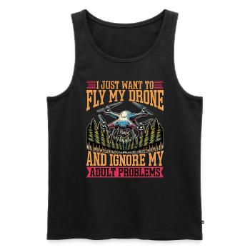 Drone Enthusiast I Just Want To Fly Drone Operator - Men's Premium Organic Tank Top - black - Front - Michal (187cm)