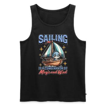 La voile est une combinaison de magie et de navigation - Débardeur bio Premium Homme - noir - Devant - AI Model Male 178 light (178cm)