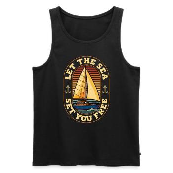 Sailing Let The Sea Set You Free Loves Boating - Men's Premium Organic Tank Top - black - Front - Michal (187cm)