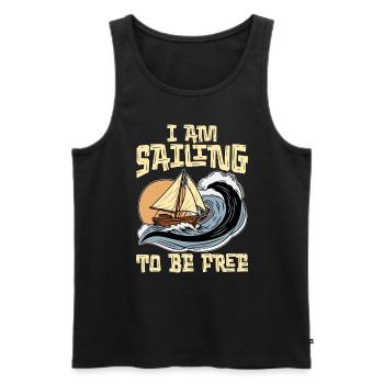 Sailing I Am Sailing To Be Free Boat Enthusiast - Men's Premium Organic Tank Top - black - Front - Michal (187cm)