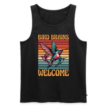 Ornithologie Cerveau d’oiseau Bienvenue Amateur d’observation des oiseaux - Débardeur bio Premium Homme - noir - Devant - AI Model Male 178 light (178cm)