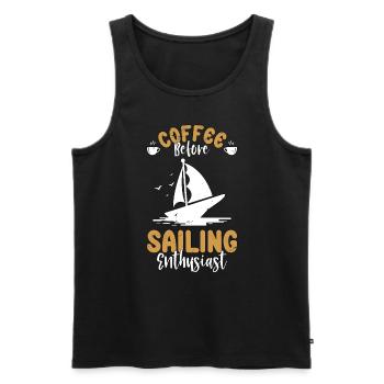Sailing Coffee Boating Enthusiast Coffee Lover - Men's Premium Organic Tank Top - black - Front - Michal (187cm)