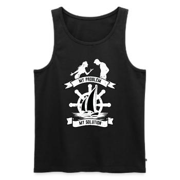 Sailing My Problem My Pictogram Dad Mom Fisherman - Männer Premium Bio Tank Top - Schwarz - Vorne - Michal (187cm)