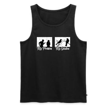 Ornithologue Mon problème Mon pictogramme Maman Papa - Débardeur bio Premium Homme - noir - Devant - Michal (187cm)