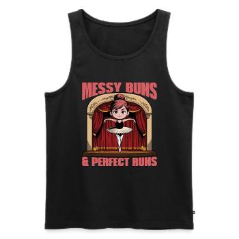 Ballet Messy Buns & Perfect Runs Dance Enthusiast - Men's Premium Organic Tank Top - black - Front - AI Model Male 178 light (178cm)