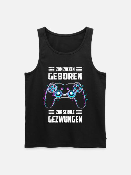 Zum Zocken Geboren, zur Schule Gezwungen - Männer Premium Bio Tank Top - Schwarz