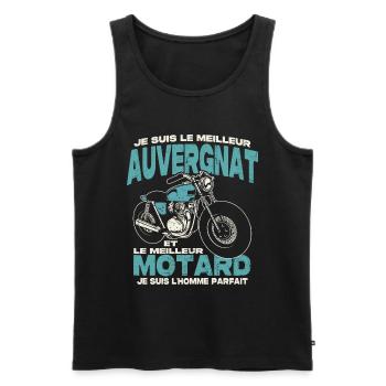 Le meilleur auvergnat et le meilleur motard - Débardeur bio Premium Homme - noir - Devant - AI Model Male 178 light (178cm)